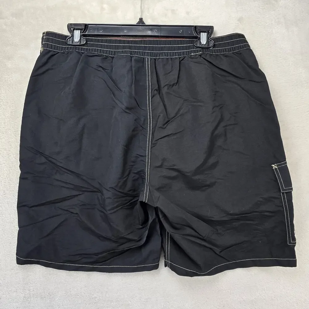 Polo Ralph Lauren Swim Shorts Mens Large Black Cargo Trunks Red Pony Logo Surf